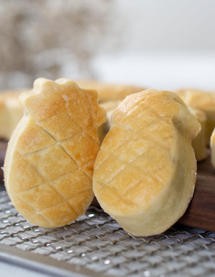 Delicious Pineapple Shape Bread In Close-up Shot