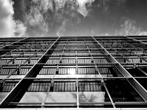 Grayscale Photo of High-rise Building