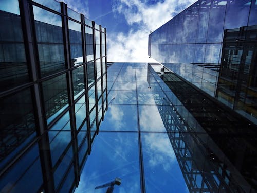 Free Worm's Eye View of Glass Building Stock Photo