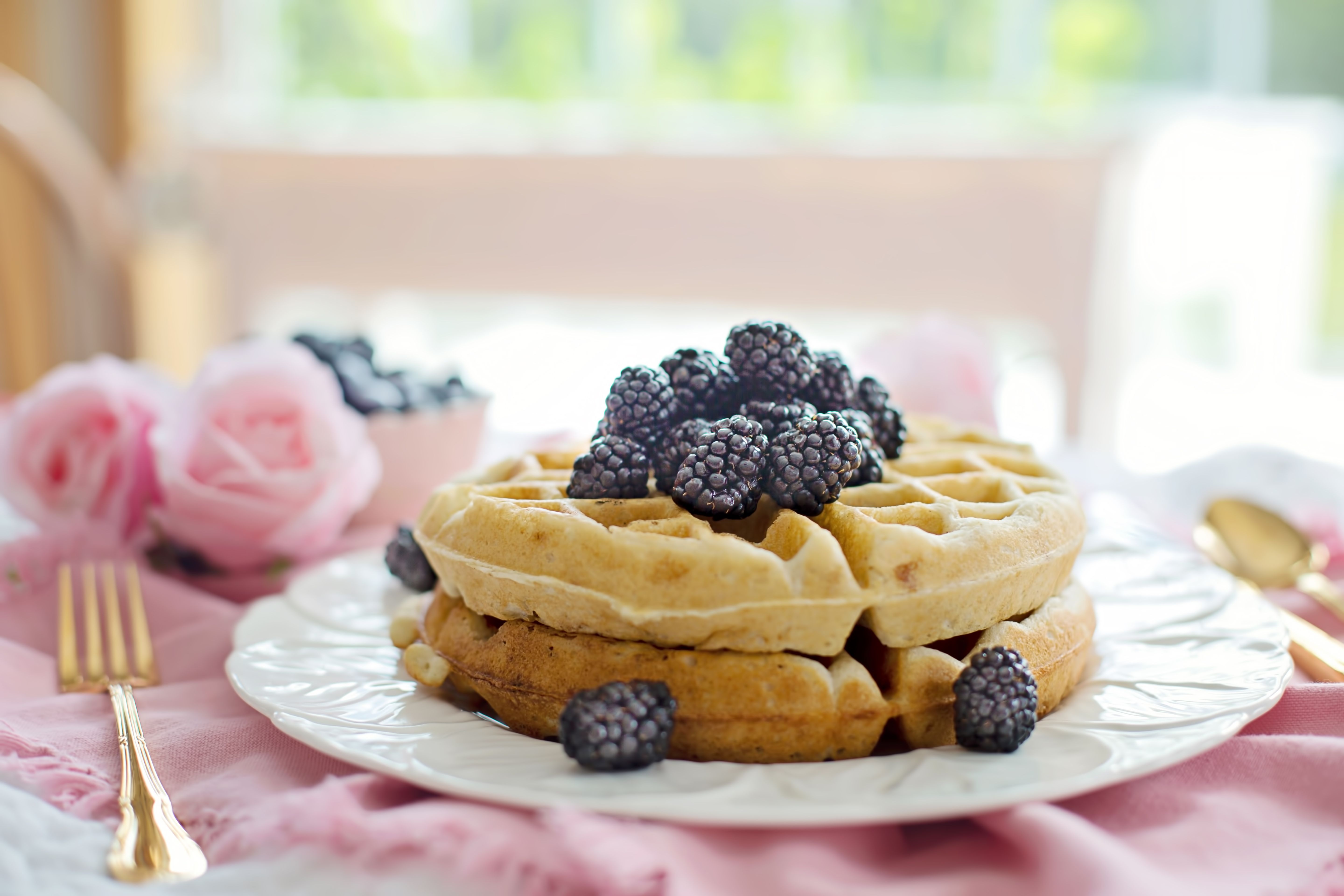 Caramelized-Onion Waffles with Fresh Berries