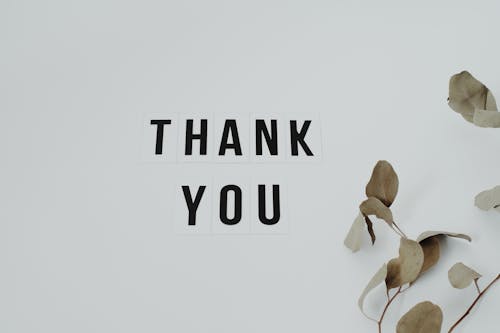Free Thank You Lettering on White Surface Stock Photo