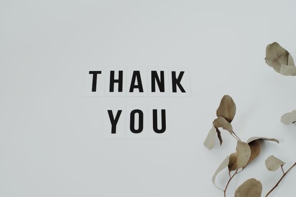 Thank-you note with dried eucalyptus, photo by Vie Studio on Pexels