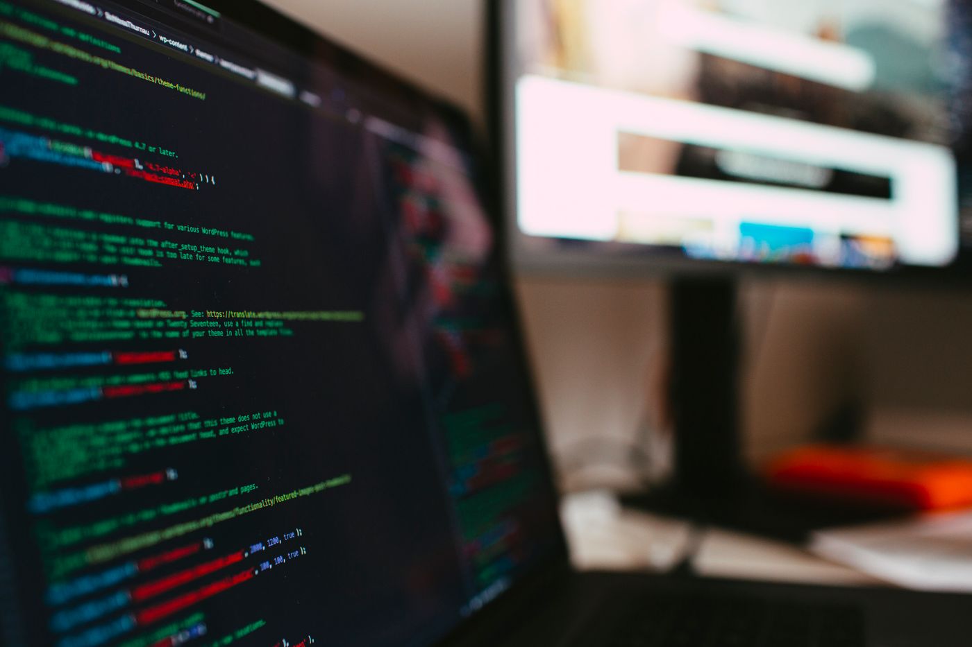 Programming code on a screen