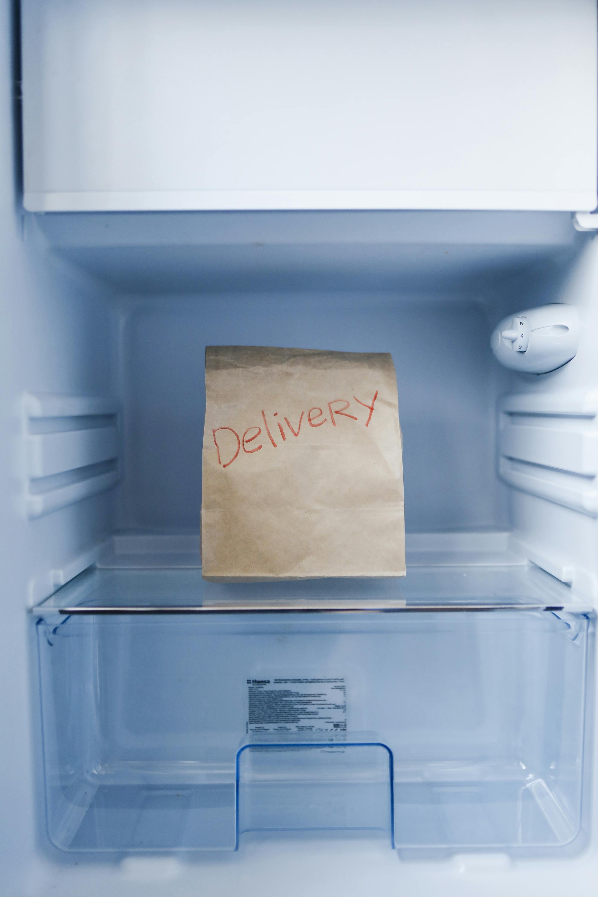 delivery bag in a refrigerator