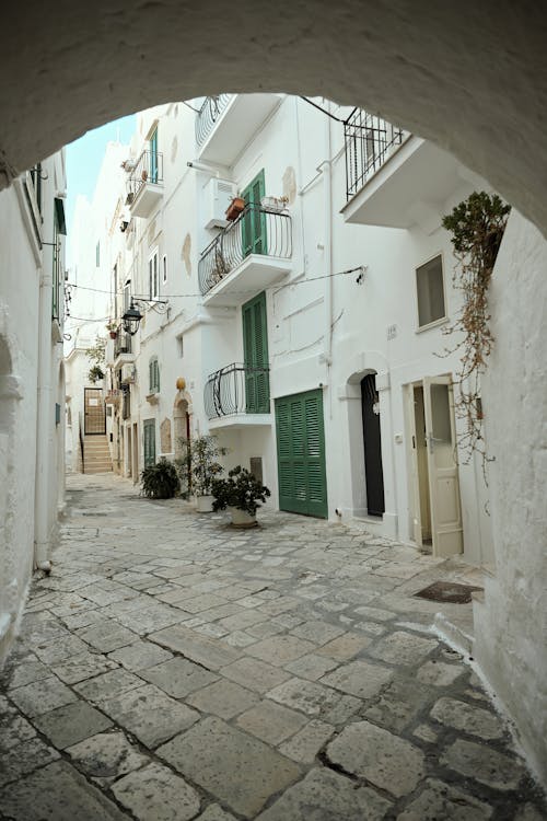 Narrow empty street of stone city