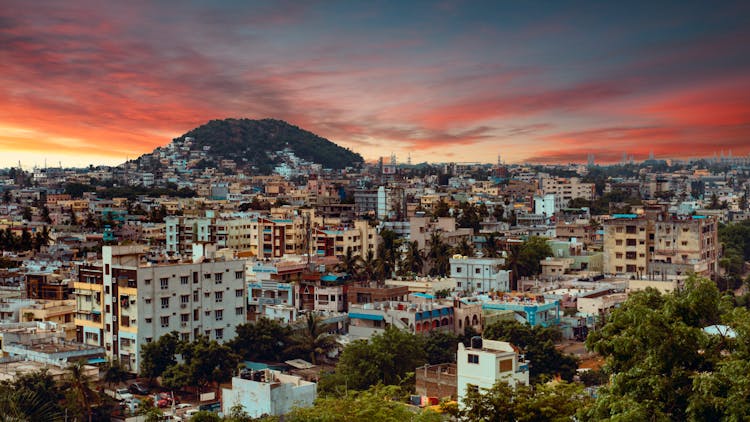 City Skyline Of Ranchi India During Sunset