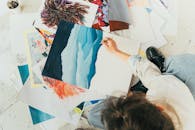 Top View of an Artist at Work on the Floor