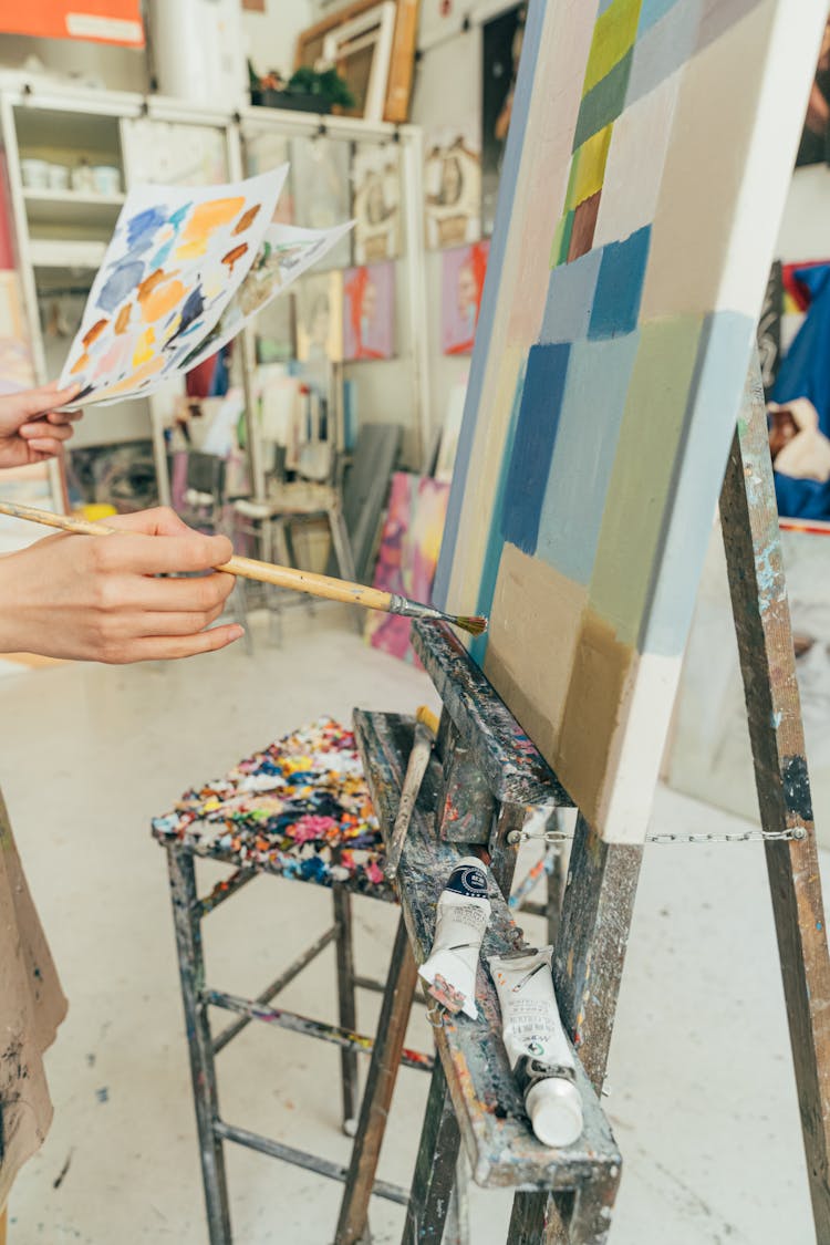 A Painter Doing Abstract Painting