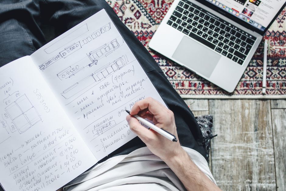 content writing strategy notebook laptop