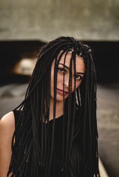 Waist-length box braids