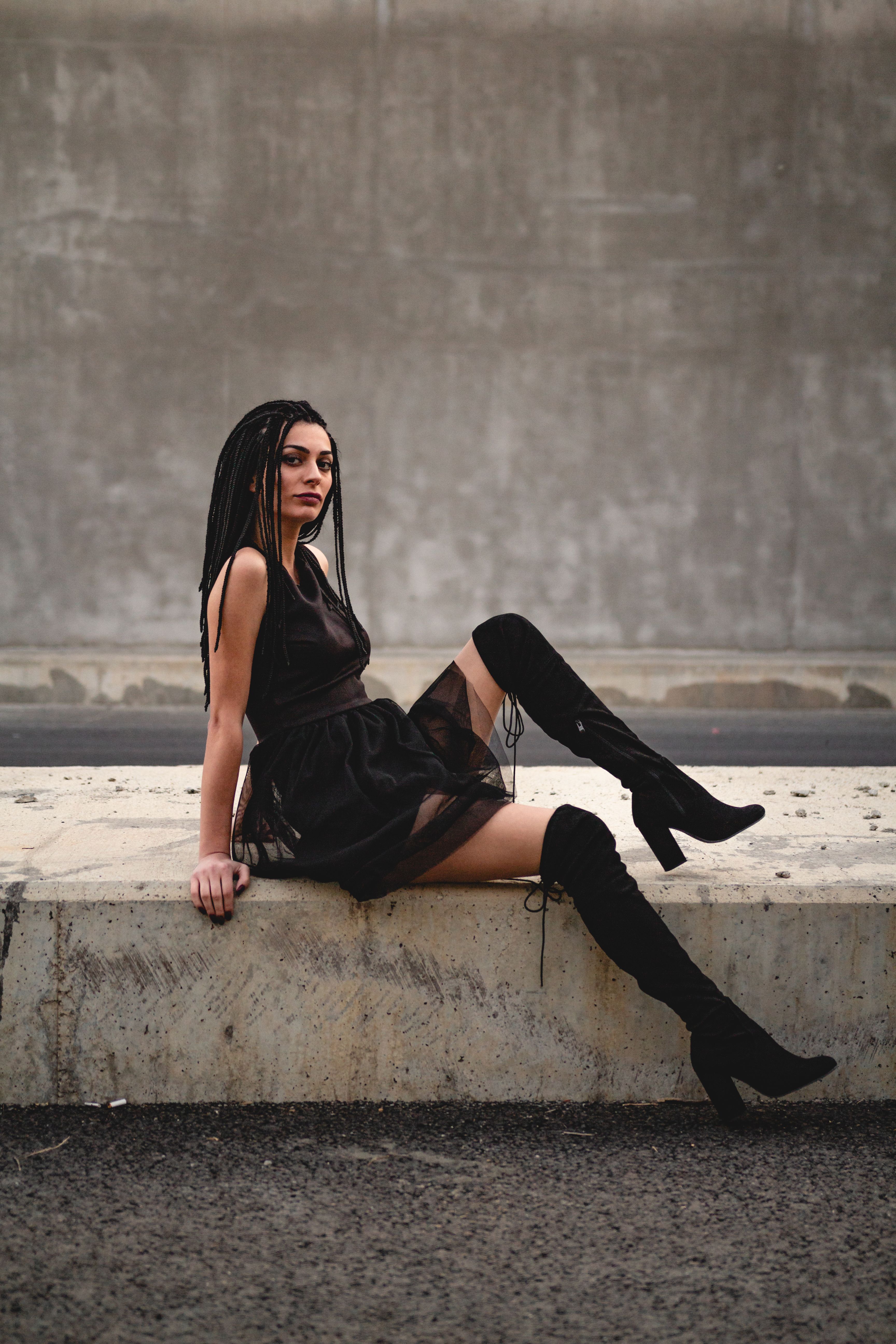 A Woman in Black Dress  Free Stock Photo