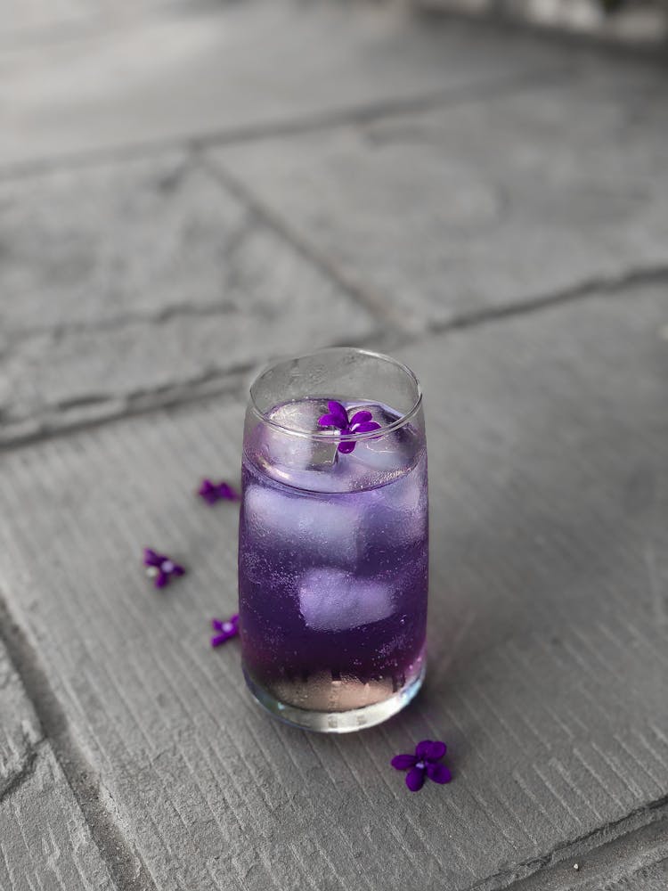 Purple Liquid In Clear Drinking Glass