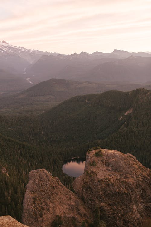 Green Mountains Under White Sky