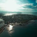 Aerial view of a waterfront town, photo by Abet Llacer on Pexels