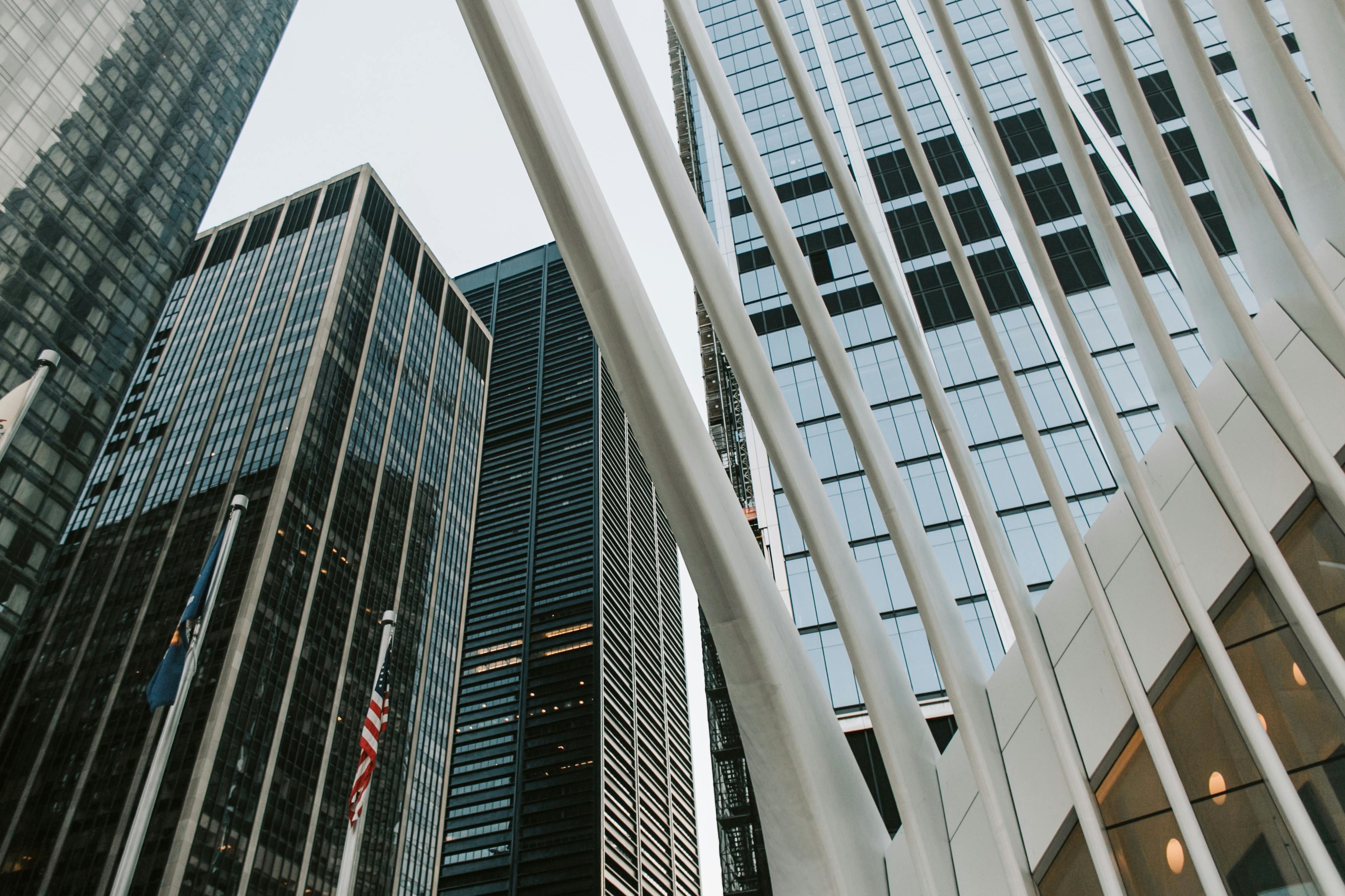 low angle view of skyscrapers in manhattan