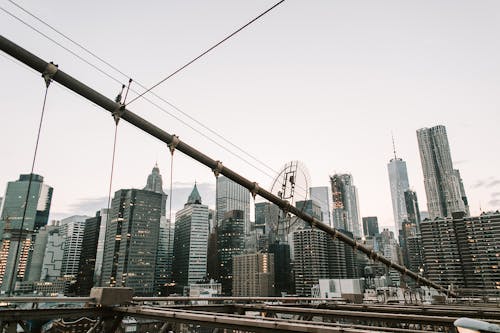 Foto stok gratis cityscape, jembatan brooklyn, kaki langit