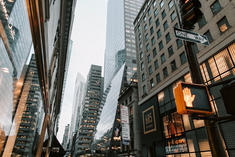 Low Angle Shot Of Skyscrapers In A City