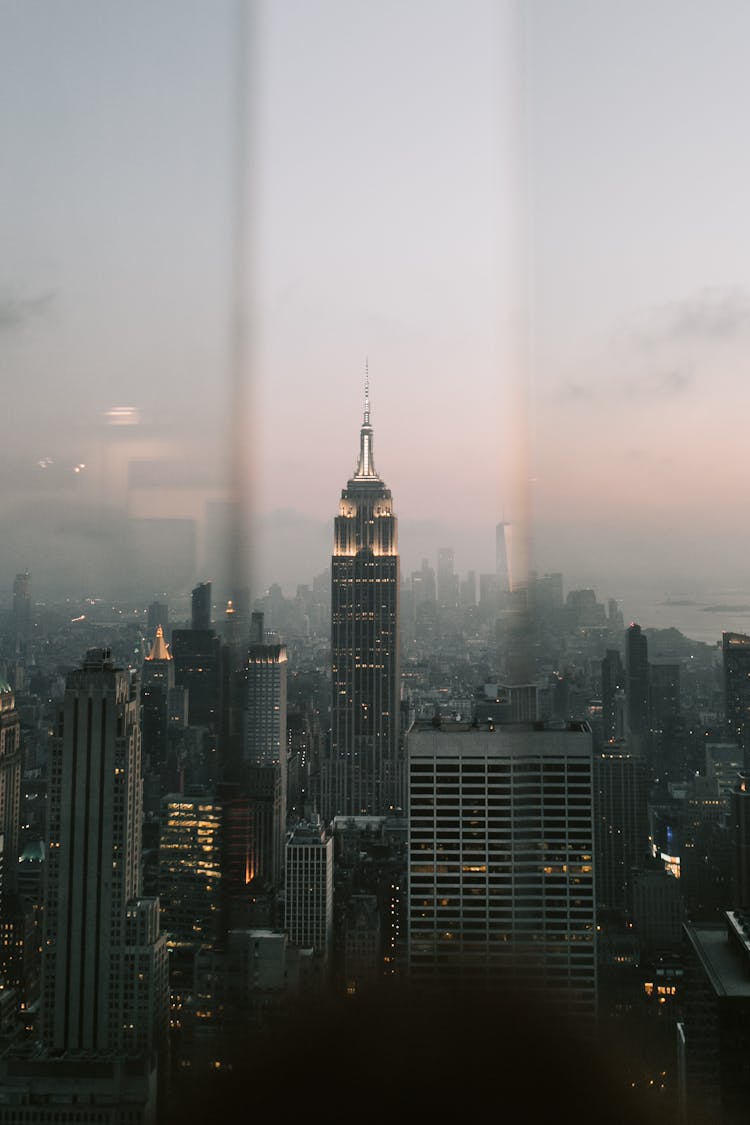 Aerial Photography Of High Rise Buildings In New York City During Nighttime