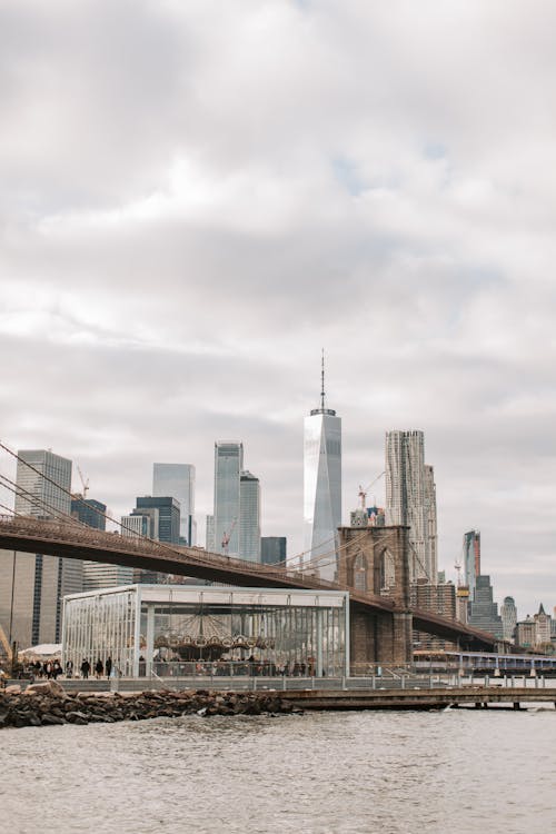 Free Brooklyn Bridge and NYC Downtown Stock Photo