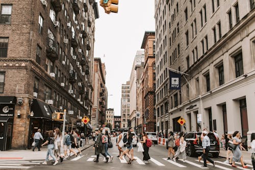People Crossing a Street in New York 