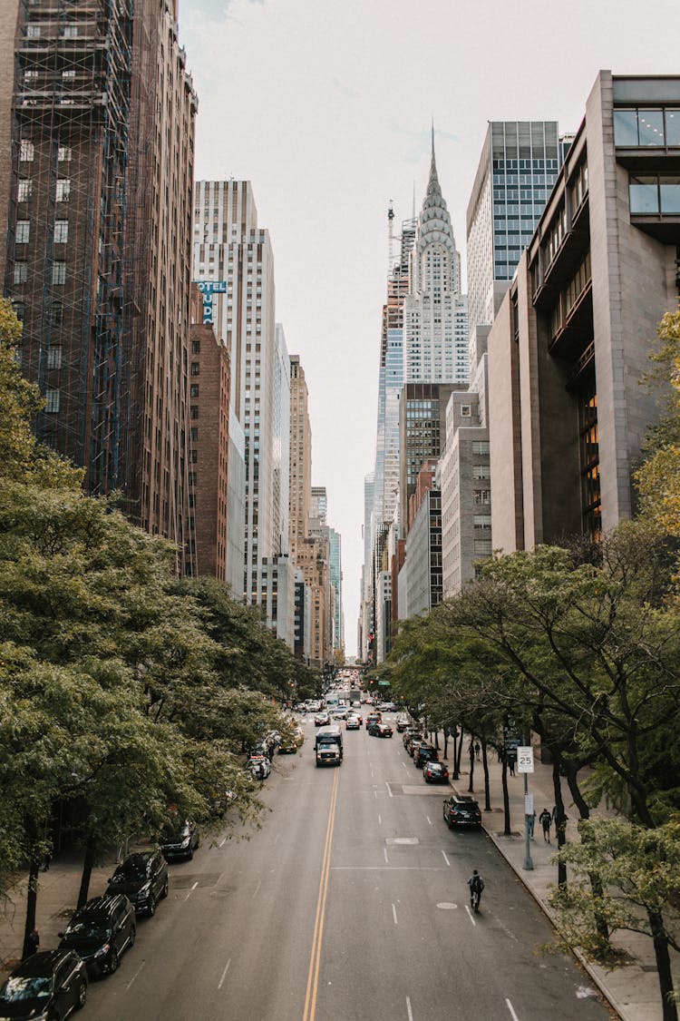 Avenue Between Skyscrapers In New York City, USA