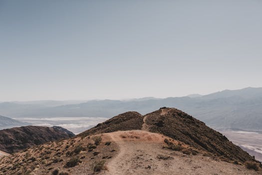 Breathtaking view of desert hills and mountains in Death Valley National Park.
