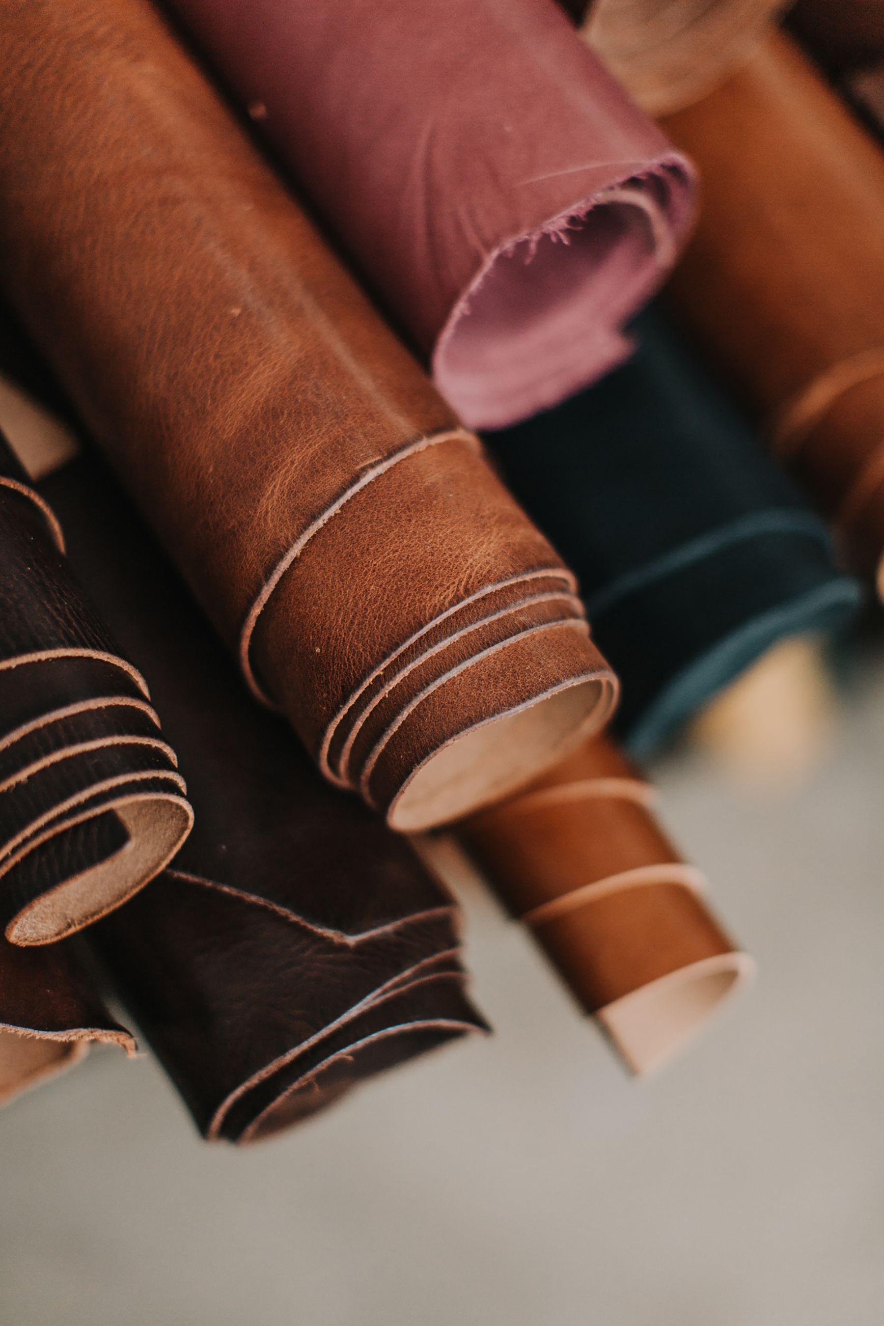 Finished leather rolls