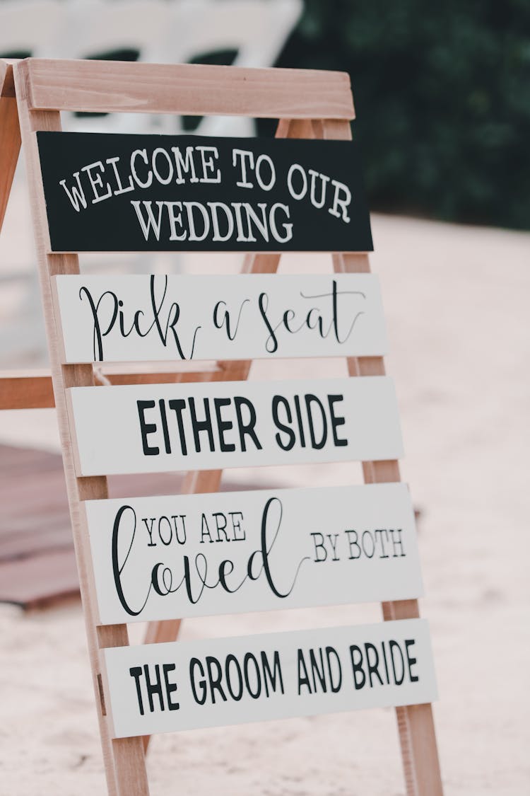 Signboard With Inscriptions Representing Invitation To Wedding