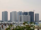Panoramic view of modern skyscrapers rising in Hyderabad