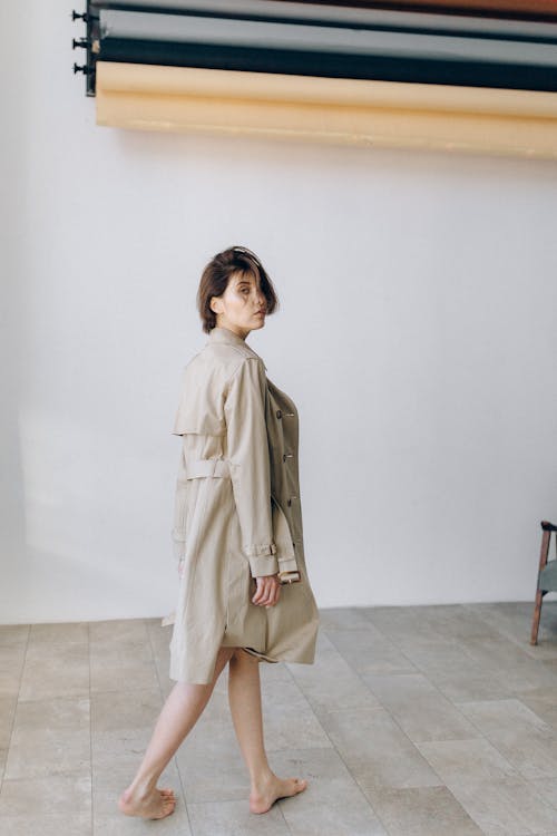 Woman Wearing a Trench Coat