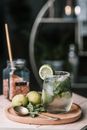 Clear Drinking Glass With Green Fruit Juice