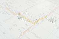 建筑蓝图的特写视图，展示了复杂的设计细节