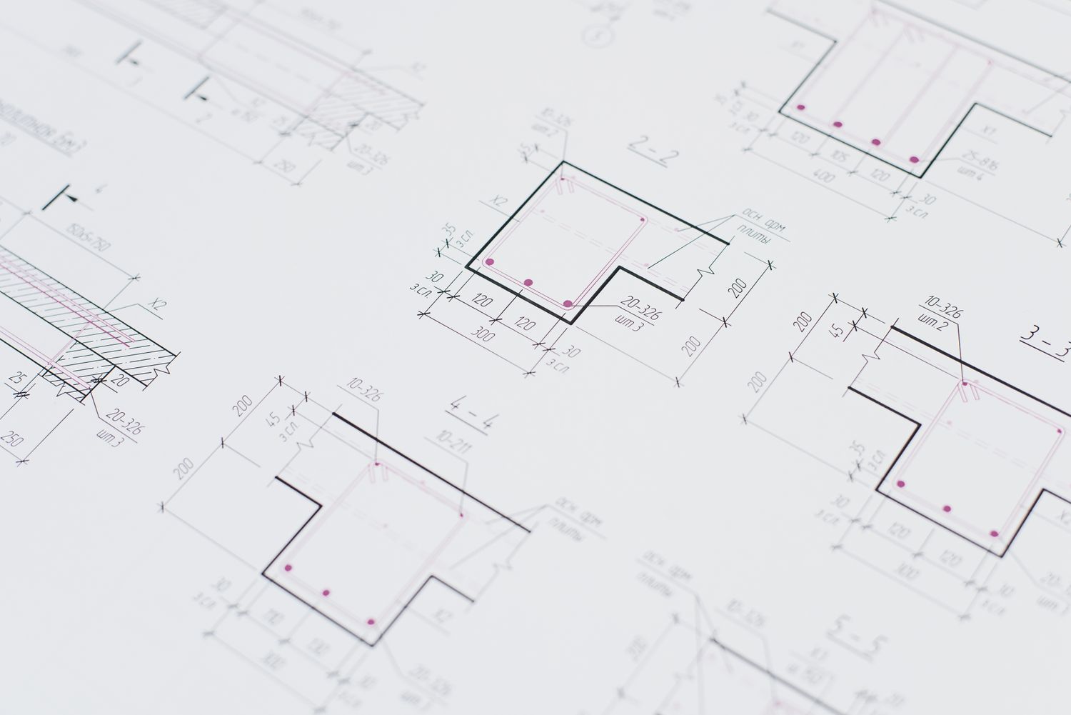 Architectural blueprint technical drawing