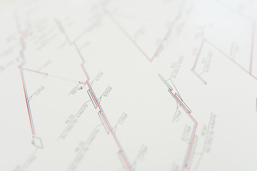 Close-up view of a highly detailed architectural blueprint, showcasing precision in design and measurement.