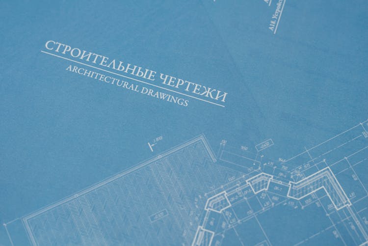 Close Up Shot Of A Blueprint