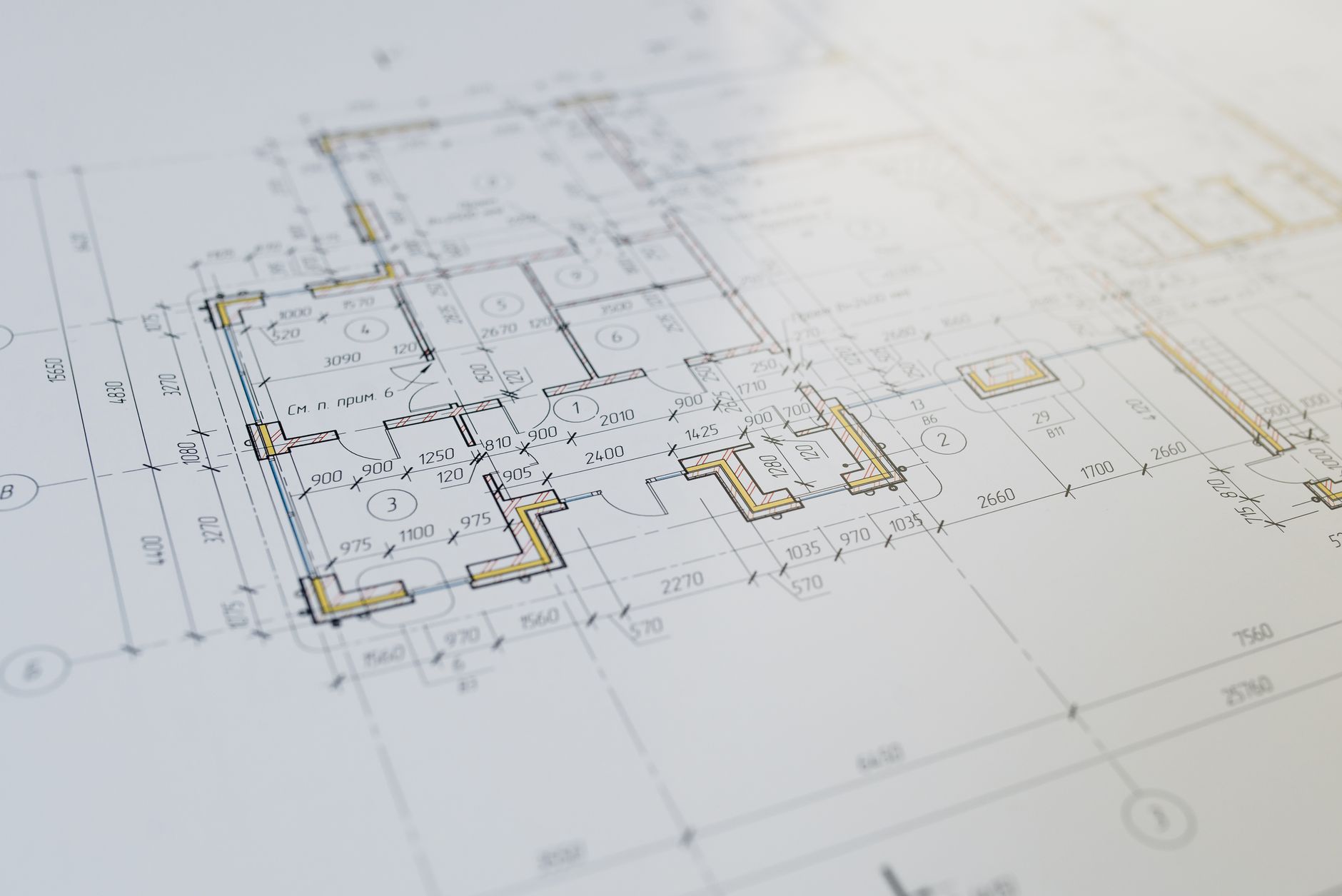 High-resolution close-up of an architectural floor plan showcasing design details.