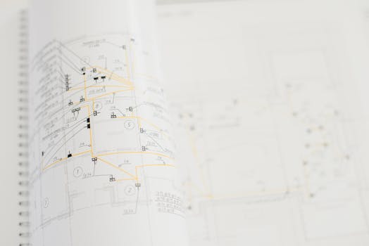 建筑蓝图的详细特写非常适合设计和规划概念
