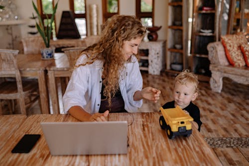 A Mother Playing with Son