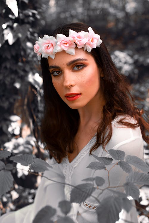 A Woman with Floral Headband