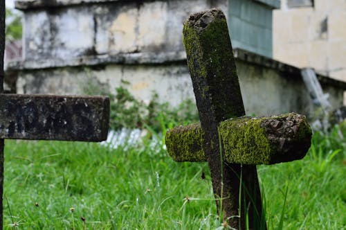 Soporte De Cruz Marrón Sobre El Césped