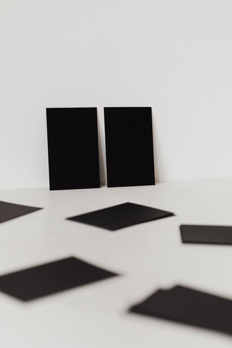 Blank Black Business Cards On White Background