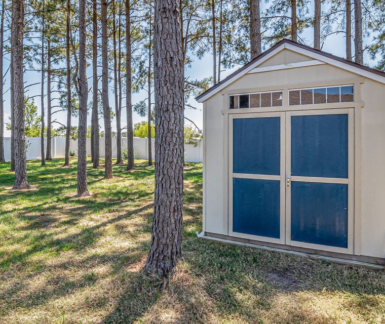 Small wooden shed in a garden