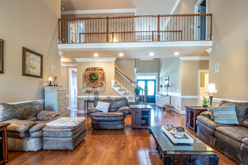 Living Room With Brown Wooden Coffee Table and Couch