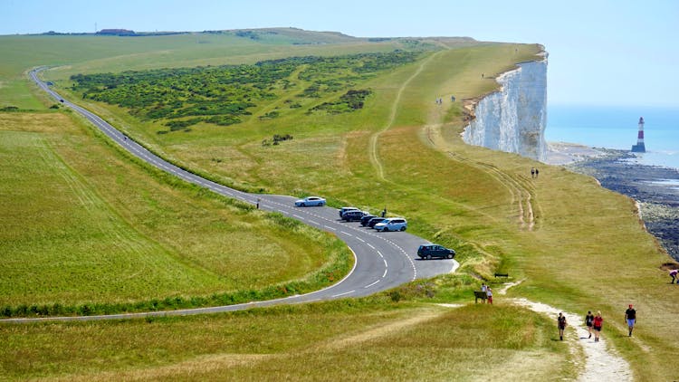 Vehicles Park At Road