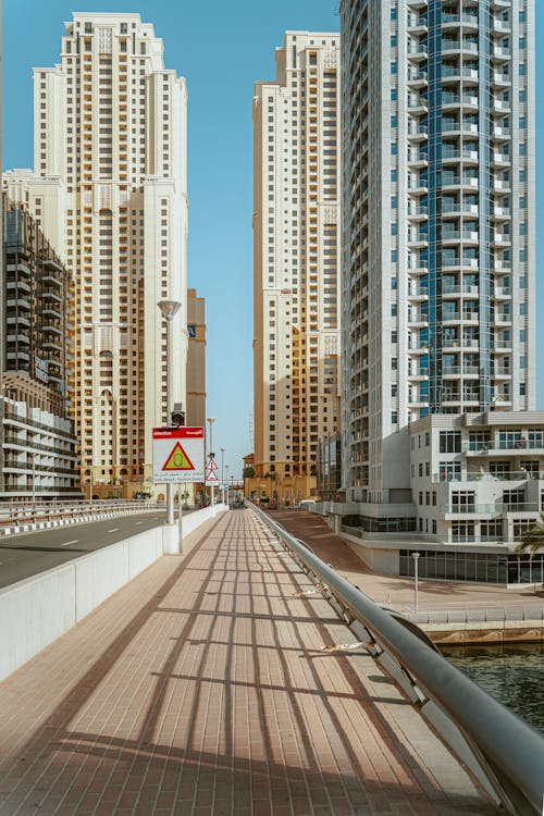 Free Street of Skyscrapers in Downtown Dubai Stock Photo