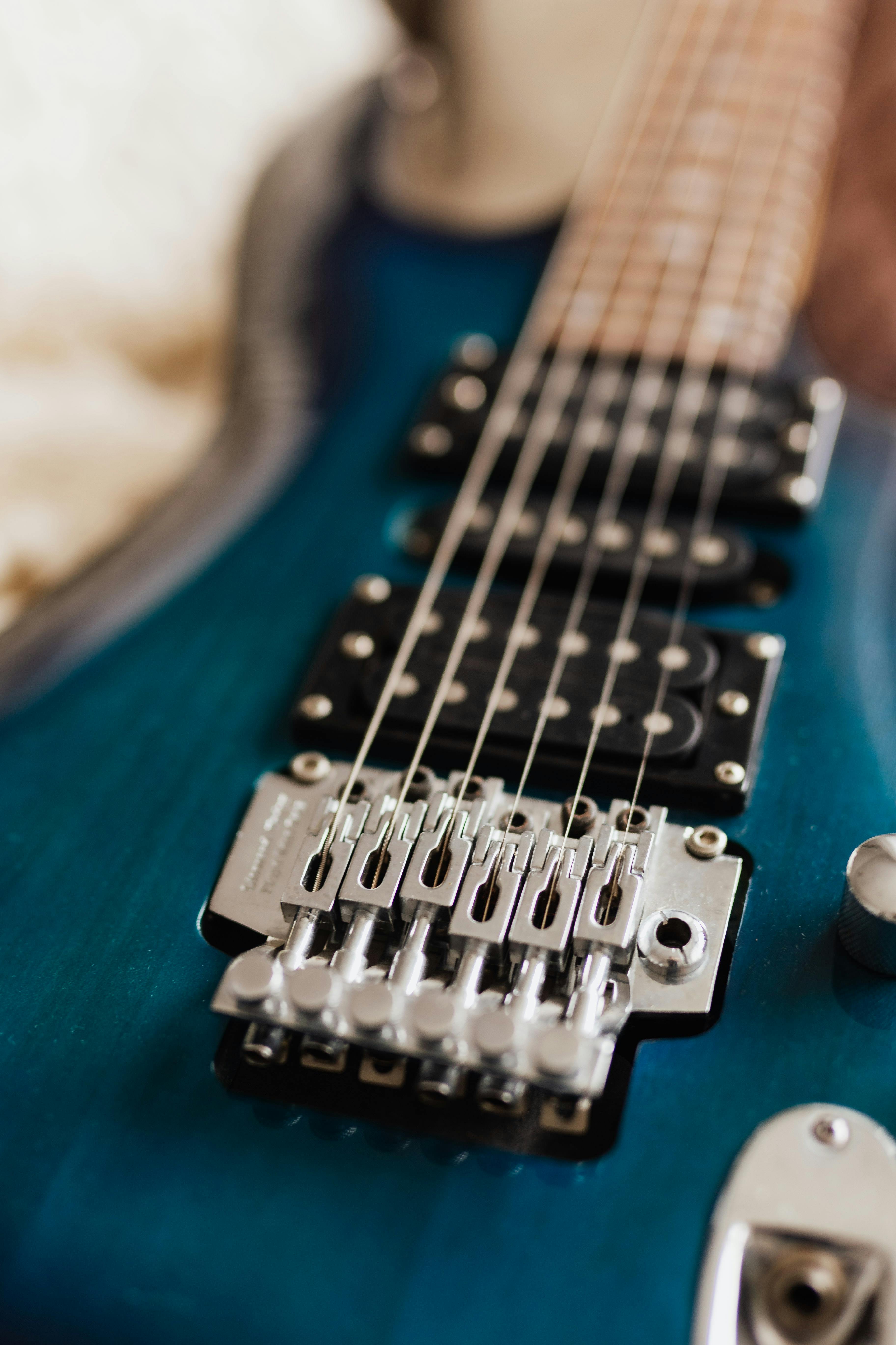 close up photo of electric guitar strings