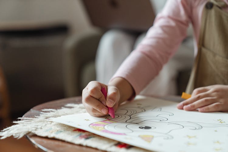 Crop Kid Drawing In Coloring Book