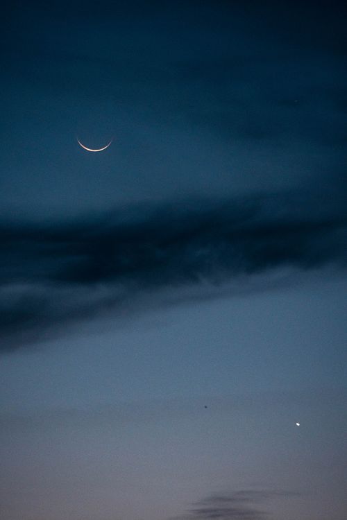 Crescent moon in a deep blue night sky — Ludwig Kwan on Pexels