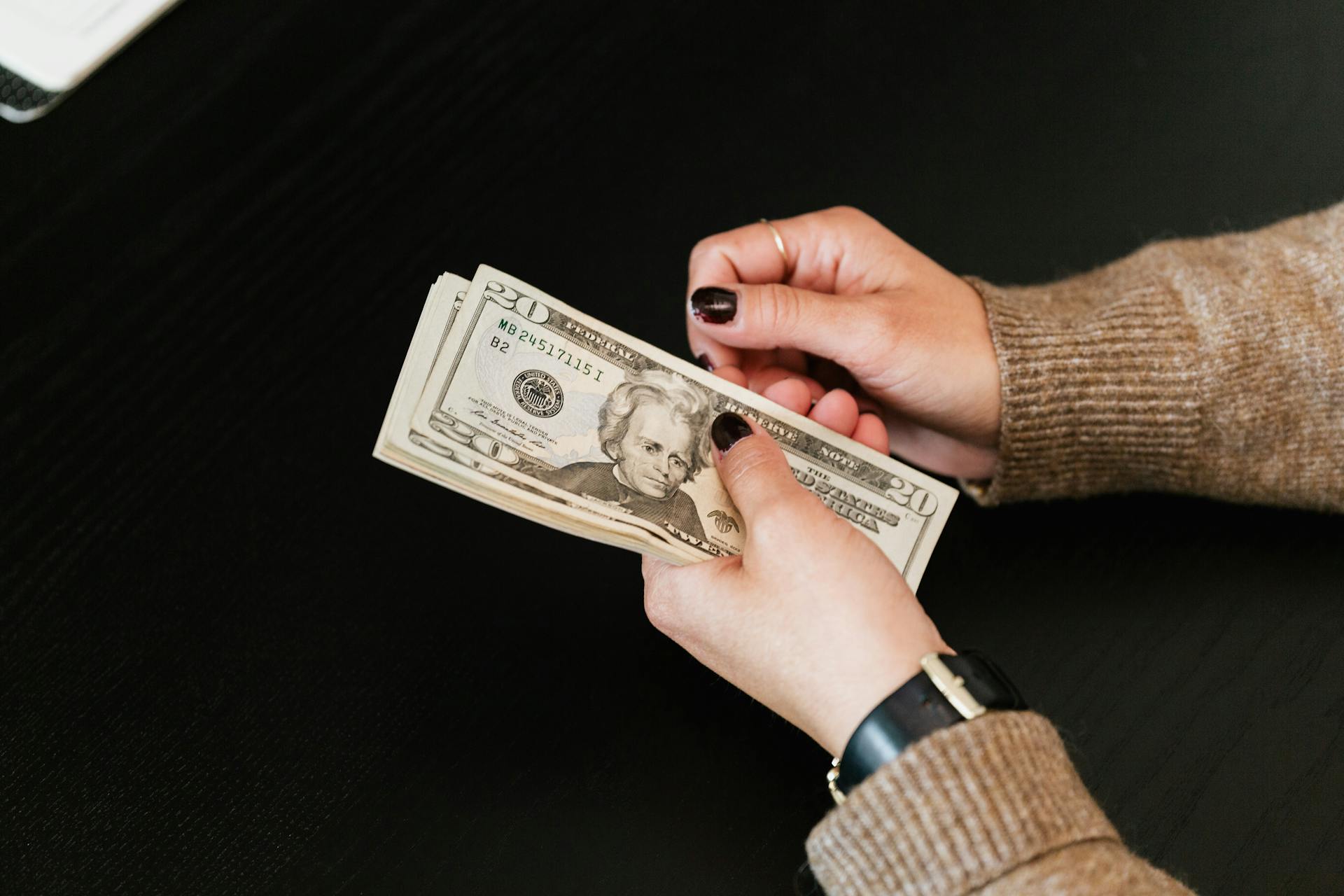 Close-Up Photo of a Person Holding a United States twenty-dollar bill