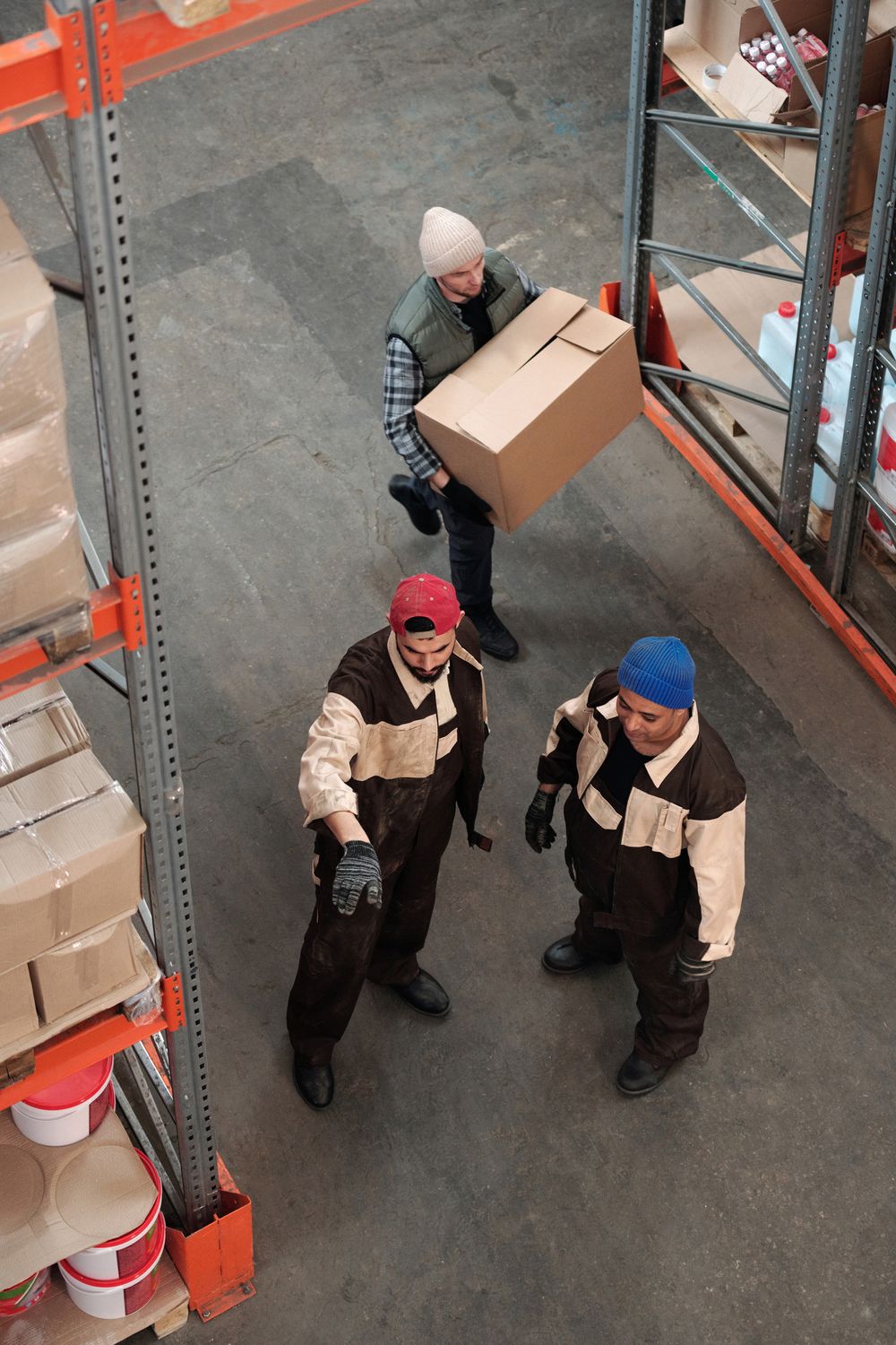 Team managing inventory in a pharmaceutical warehouse